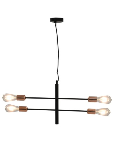 Plafonnier avec ampoules à filament 2 W Noir et cuivre E27