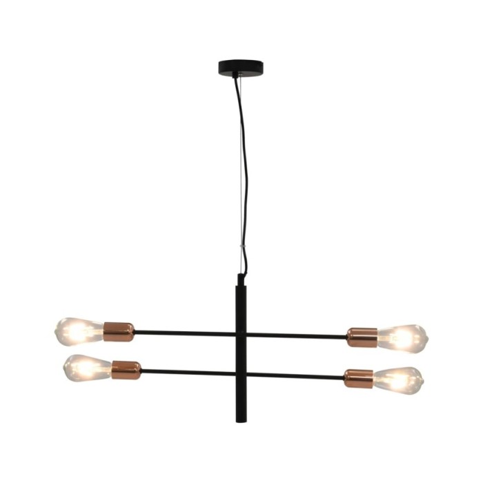 Plafonnier avec ampoules à filament 2 W Noir et cuivre E27