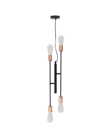Plafonnier avec ampoules à filament 2 W Noir et cuivre E27
