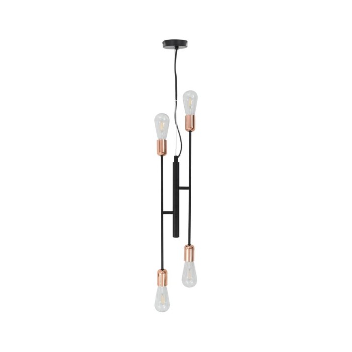 Plafonnier avec ampoules à filament 2 W Noir et cuivre E27