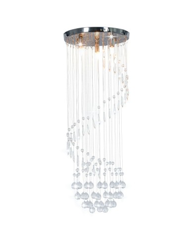 Plafonnier avec perles de cristal Argenté Spirale G9