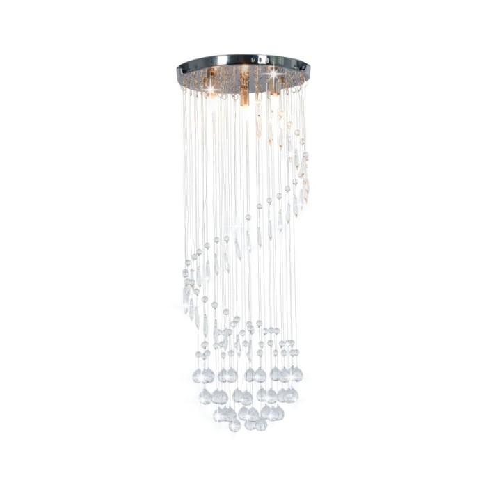 Plafonnier avec perles de cristal Argenté Spirale G9