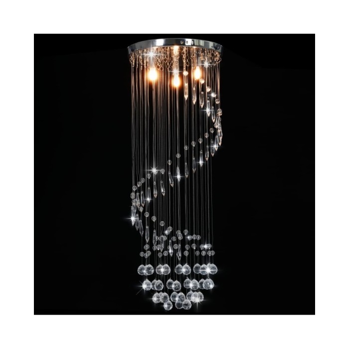 Plafonnier avec perles de cristal Argenté Spirale G9