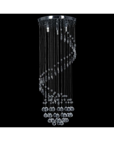 Plafonnier avec perles de cristal Argenté Spirale G9