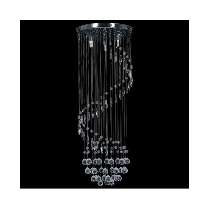 Plafonnier avec perles de cristal Argenté Spirale G9