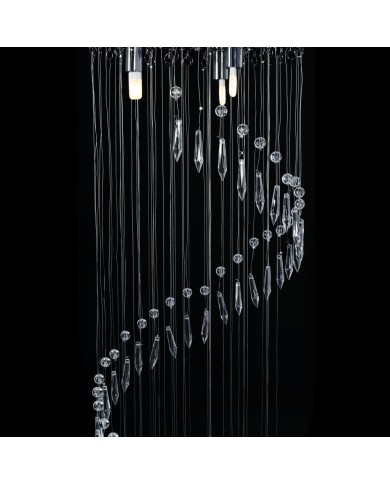 Plafonnier avec perles de cristal Argenté Spirale G9