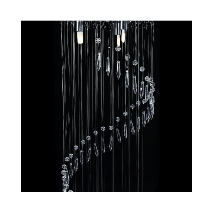 Plafonnier avec perles de cristal Argenté Spirale G9