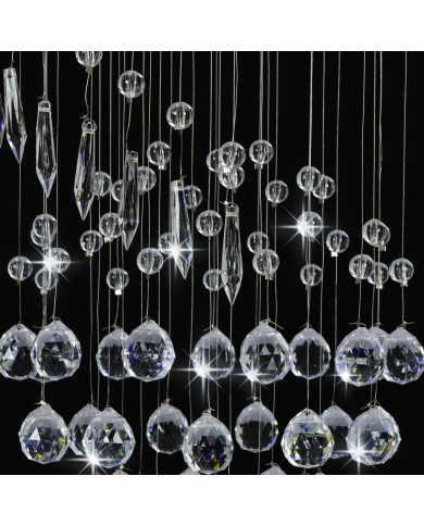 Plafonnier avec perles de cristal Argenté Spirale G9