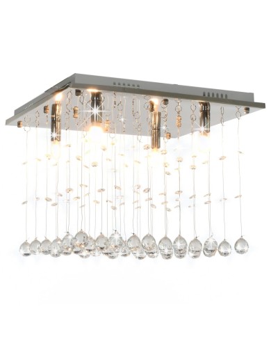 Plafonnier avec perles de cristal Argenté Cubique G9