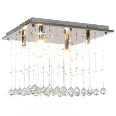 Plafonnier avec perles de cristal Argenté Cubique G9
