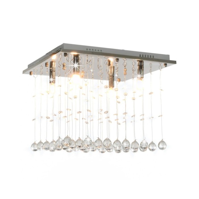 Plafonnier avec perles de cristal Argenté Cubique G9