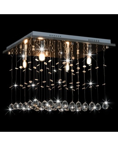 Plafonnier avec perles de cristal Argenté Cubique G9