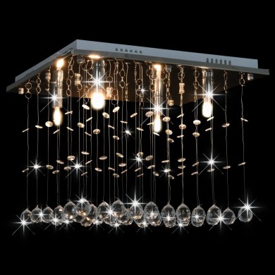 Plafonnier avec perles de cristal Argenté Cubique G9