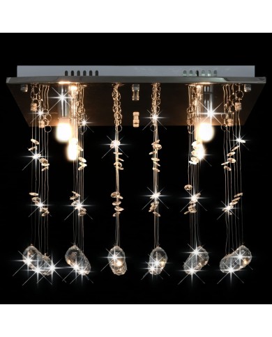 Plafonnier avec perles de cristal Argenté Cubique G9