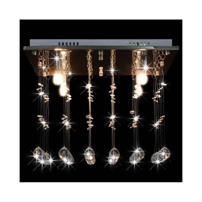 Plafonnier avec perles de cristal Argenté Cubique G9