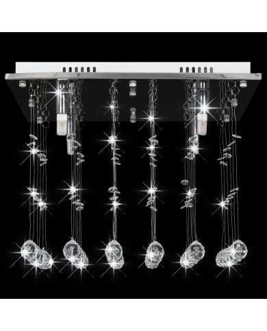 Plafonnier avec perles de cristal Argenté Cubique G9