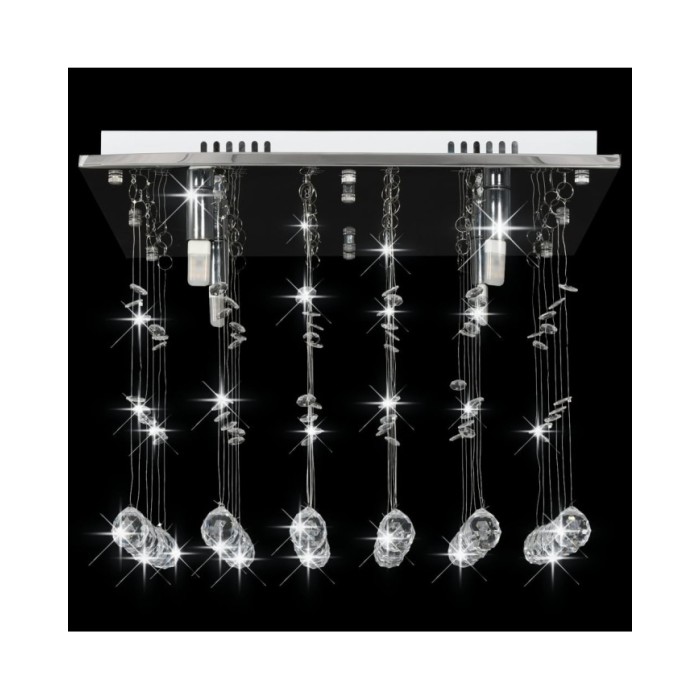 Plafonnier avec perles de cristal Argenté Cubique G9