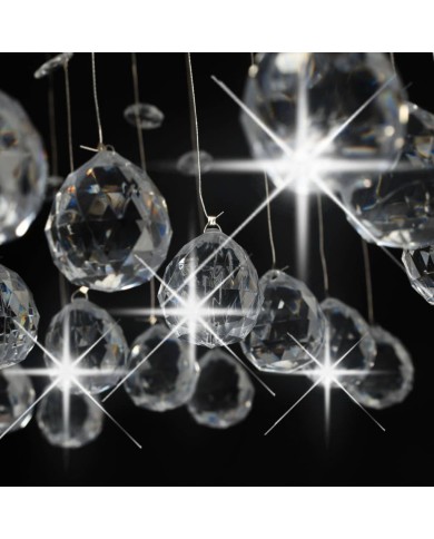 Plafonnier avec perles de cristal Argenté Cubique G9