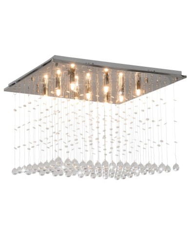 Plafonnier avec perles de cristal Argenté Cubique G9