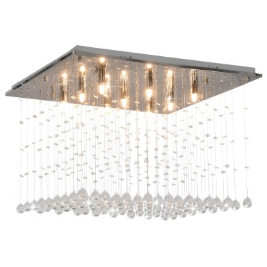 Plafonnier avec perles de cristal Argenté Cubique G9