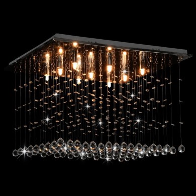 Plafonnier avec perles de cristal Argenté Cubique G9