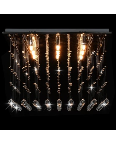 Plafonnier avec perles de cristal Argenté Cubique G9