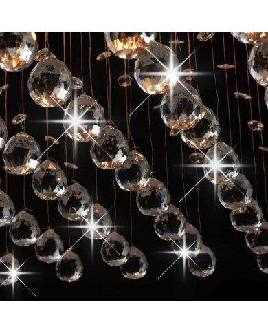 Plafonnier avec perles de cristal Argenté Cubique G9
