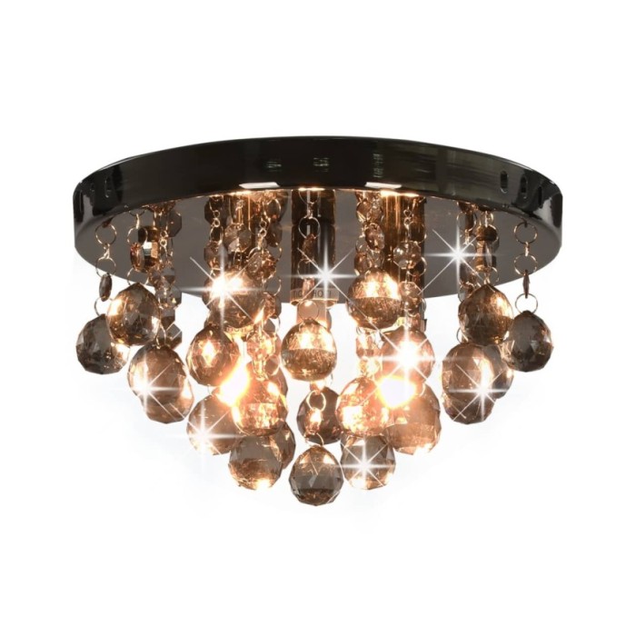 Plafonnier avec perles fumées Noir Rond G9