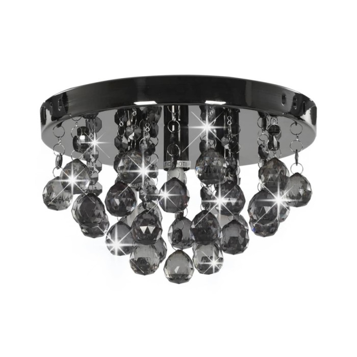 Plafonnier avec perles fumées Noir Rond G9