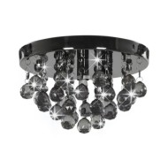 Plafonnier avec perles fumées Noir Rond G9