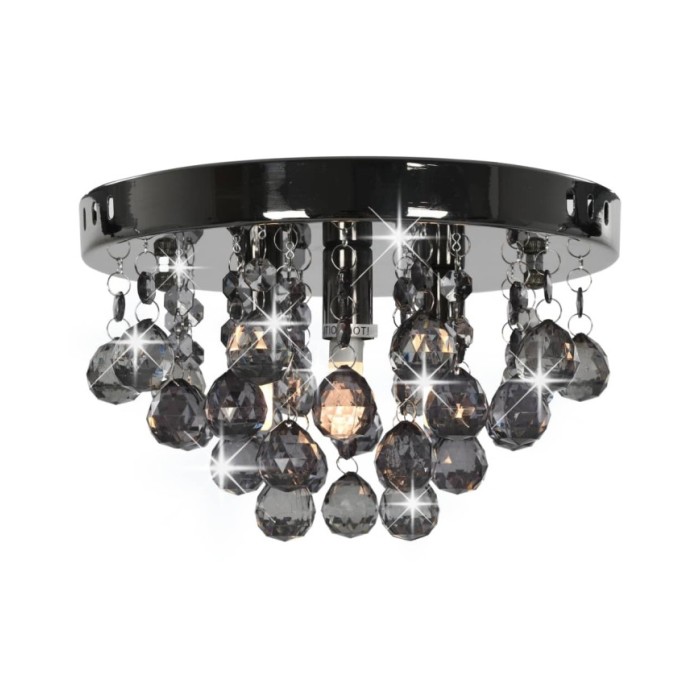 Plafonnier avec perles fumées Noir Rond G9