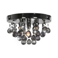 Plafonnier avec perles fumées Noir Rond G9