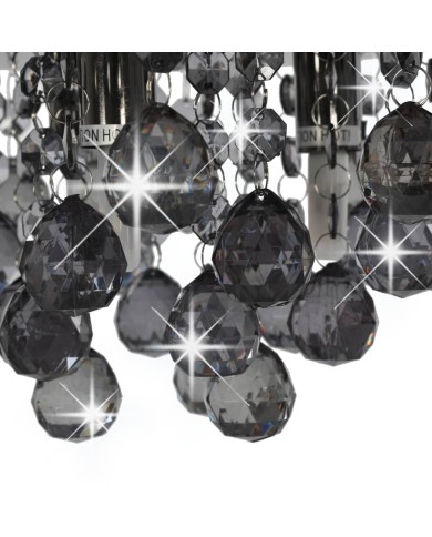 Plafonnier avec perles fumées Noir Rond G9