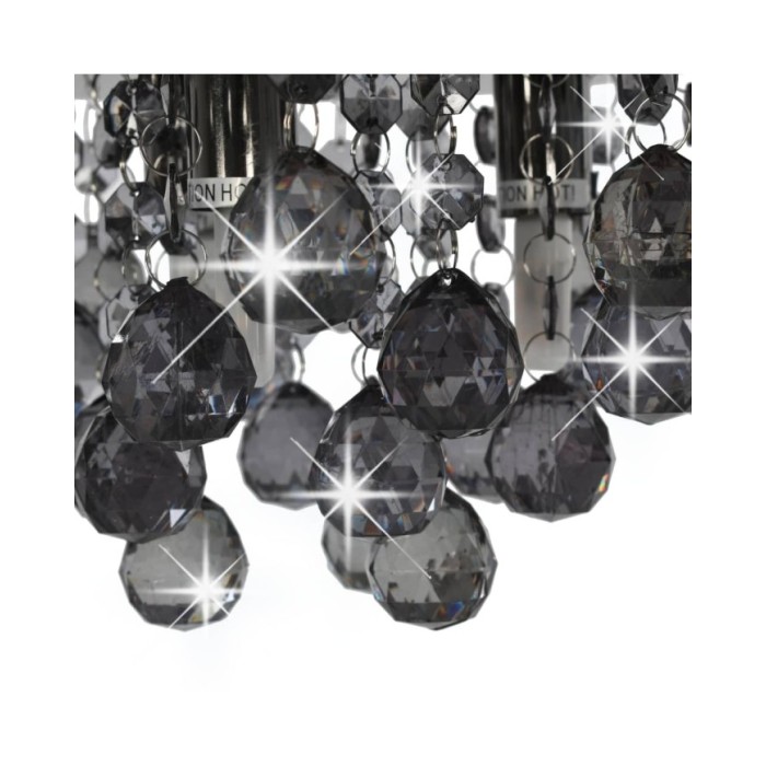 Plafonnier avec perles fumées Noir Rond G9