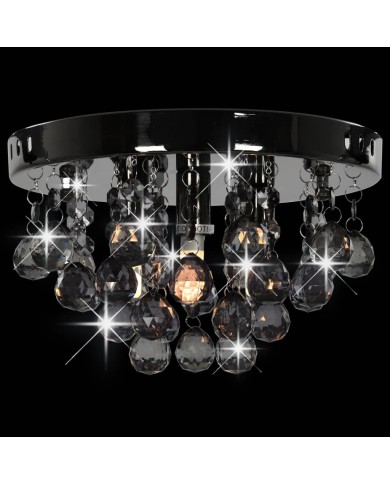 Plafonnier avec perles fumées Noir Rond G9