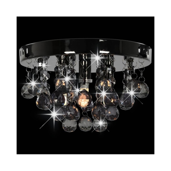 Plafonnier avec perles fumées Noir Rond G9