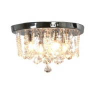 Plafonnier avec perles de cristal Argenté Rond 4 ampoules G9