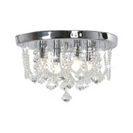 Plafonnier avec perles de cristal Argenté Rond 4 ampoules G9