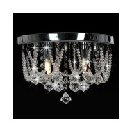 Plafonnier avec perles de cristal Argenté Rond 4 ampoules G9