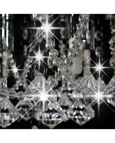 Plafonnier avec perles de cristal Argenté Rond 4 ampoules G9