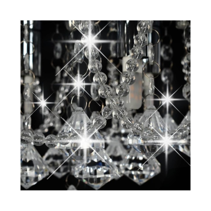 Plafonnier avec perles de cristal Argenté Rond 4 ampoules G9
