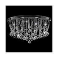 Plafonnier avec perles de cristal Argenté Rond 4 ampoules G9