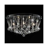 Plafonnier avec perles de cristal Argenté Rond 4 ampoules G9