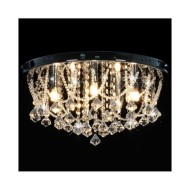 Plafonnier avec perles de cristal Argenté Rond 4 ampoules G9