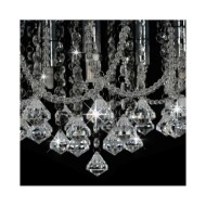 Plafonnier avec perles de cristal Argenté Rond 4 ampoules G9