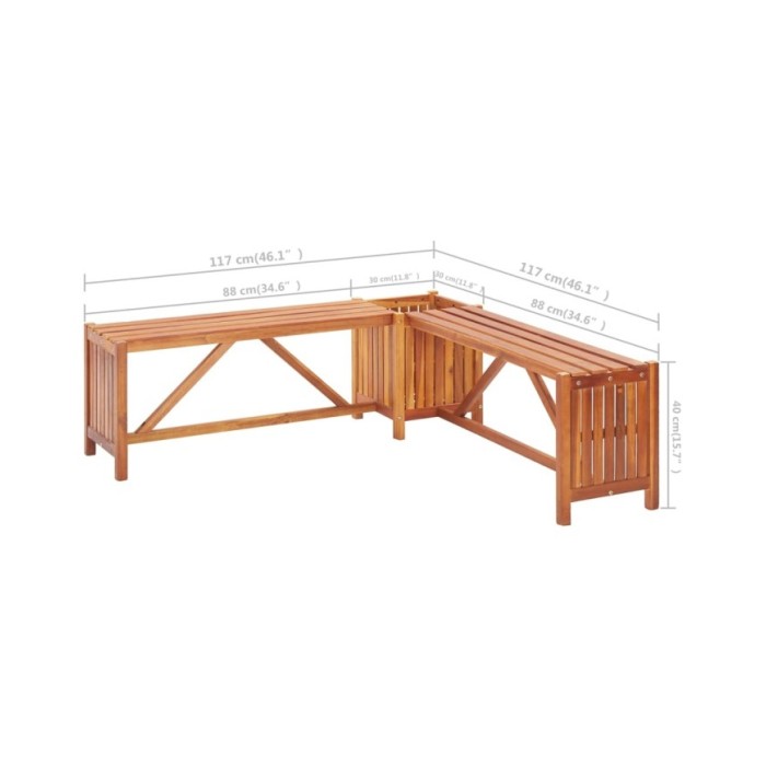 Banc de jardin et jardinière 117x117x40 cm Bois solide d'acacia