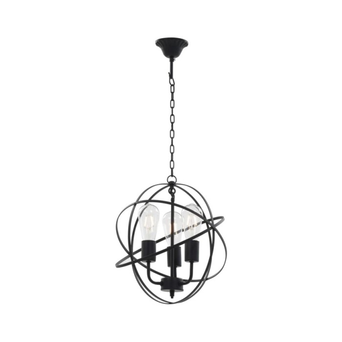 Lampe suspendue Noir Sphère 3 ampoules E27