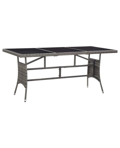Table de jardin Gris 170x80x74 cm Résine tressée