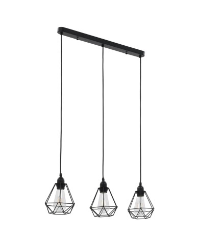 Plafonnier avec design de diamant Noir 3 ampoules E27