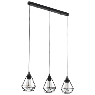 Plafonnier avec design de diamant Noir 3 ampoules E27